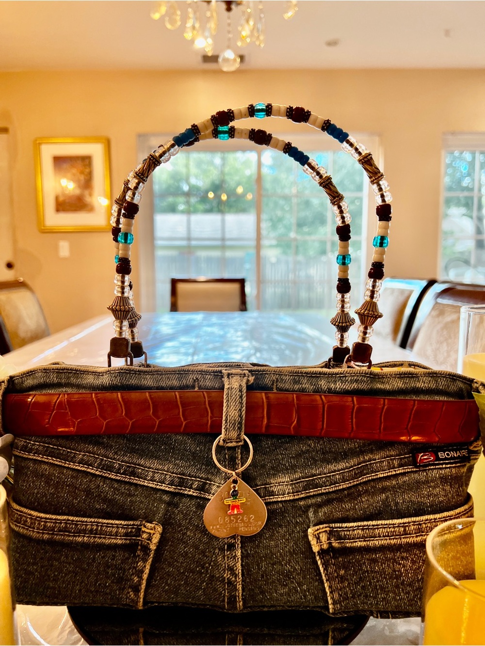 Original Bootie Bags Handmade Denim Western Purse Beaded Handles Rare - Picture 5 of 17